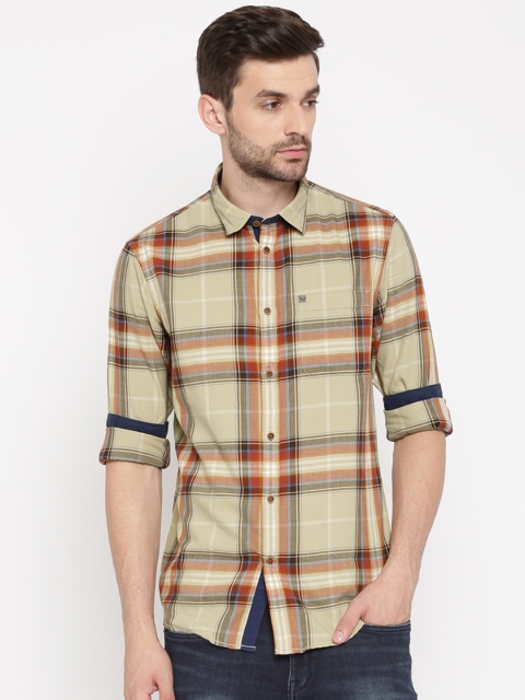 

Arrow Blue Jean Co. Men Beige & Red Slim Fit Checked Casual Shirt