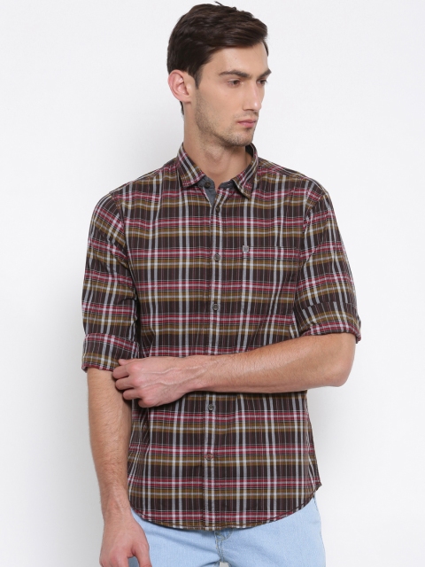 

Arrow Blue Jean Co. Men Brown & Grey Slim Fit Checked Casual Shirt