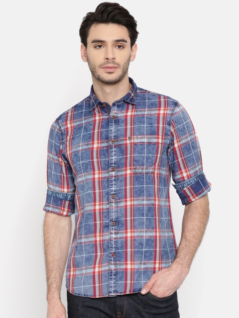 

Arrow Blue Jean Co. Men Blue & Red Slim Fit Checked Casual Shirt