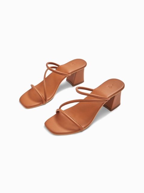 

The Label Life Women Tan Block Heeled Sandals