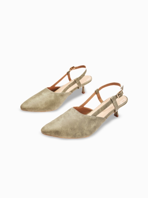 

The Label Life Olive Green Kitten Ankle Loop Mules