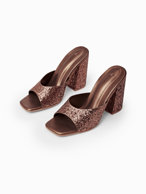 

The Label Life Bronze-Toned Block Glitter Heels