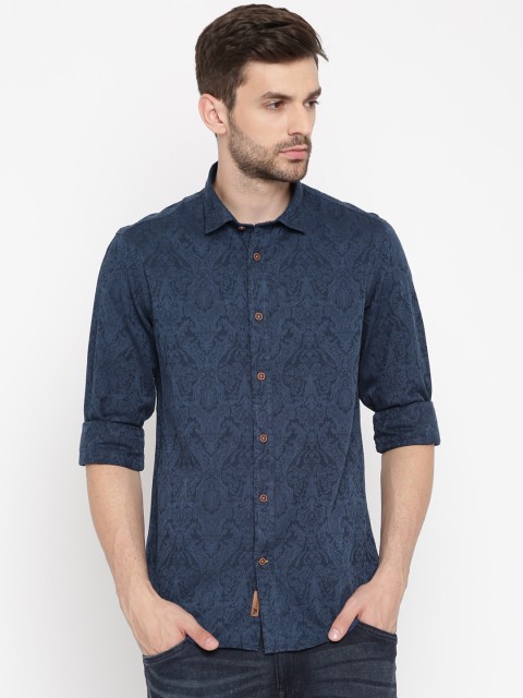 

Arrow Blue Jean Co. Men Blue Slim Fit Self Design Casual Shirt