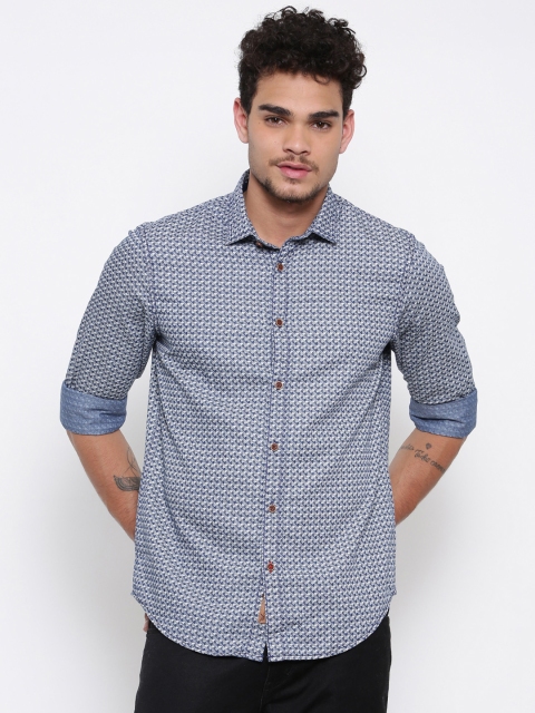 

Arrow Blue Jean Co. Men Blue & White Slim Fit Printed Casual Shirt