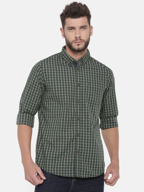 

Arrow Blue Jean Co. Men Green & Grey Slim Fit Checked Casual Shirt