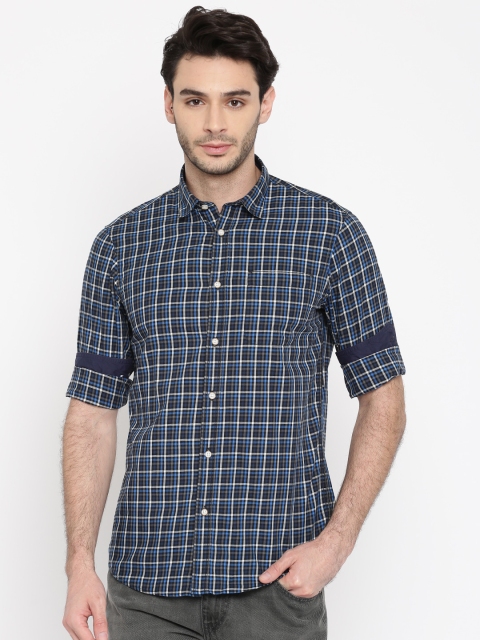 

Arrow Blue Jean Co. Men Blue & Black Slim Fit Checked Casual Shirt