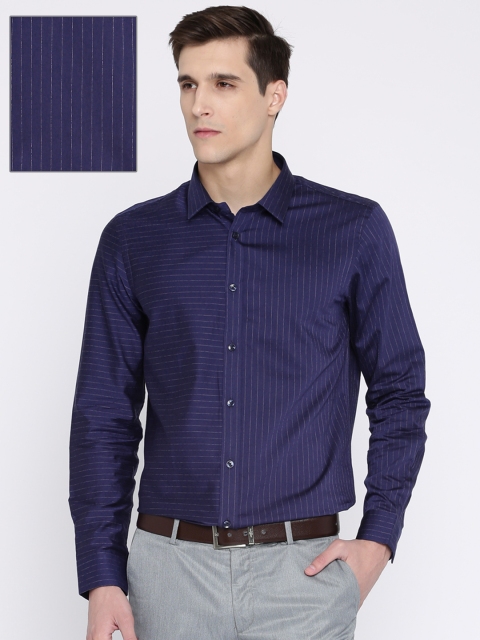 

Arrow New York Men Navy Slim Fit Striped Formal Shirt, Navy blue