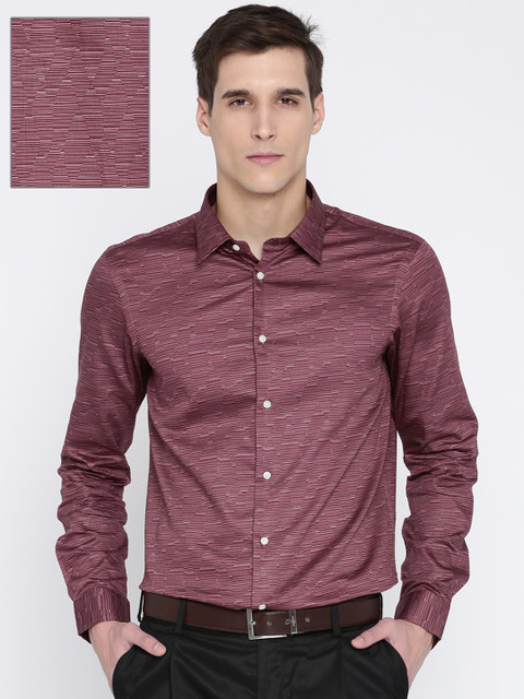 

Arrow New York Men Maroon Slim Fit Striped Formal Shirt
