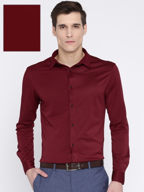 

Arrow New York Men Maroon Super Slim Fit Solid Formal Shirt
