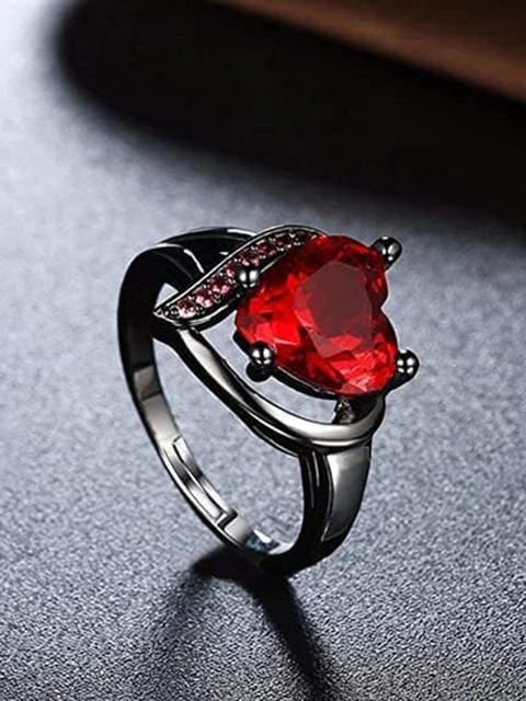 

Fashion Frill Red Silver Plated Finger Ring