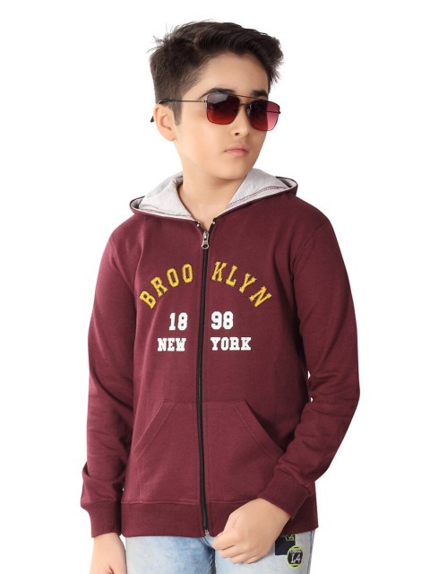

MIST N FOGG Boys Maroon & White Embroidered Cardigan