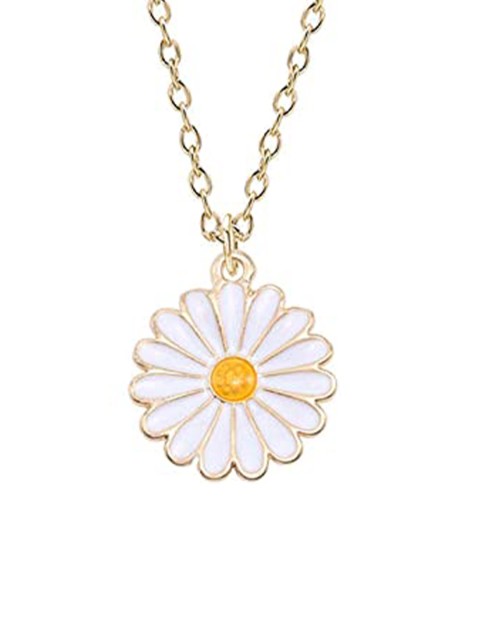

The Pari Women Gold-Toned & White Sunflower Pendant Necklace