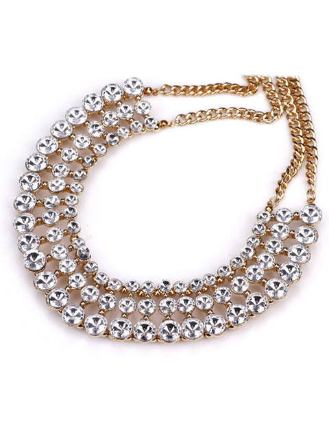 

The Pari Women Gold-Toned & Grey Stones Studded tripple Choker Necklace