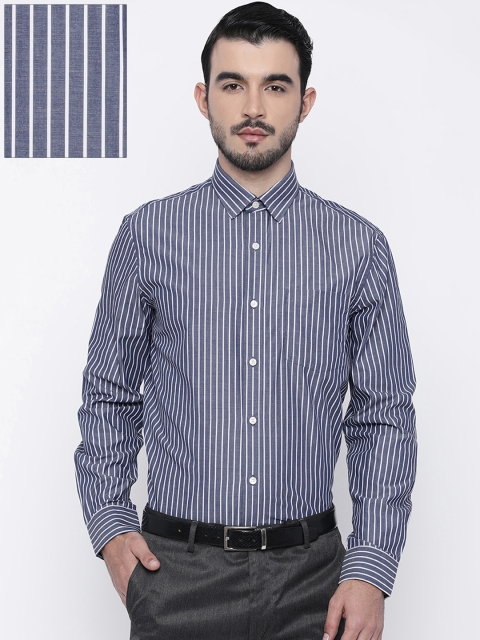 

Arrow Men Navy Blue & White Slim Fit Striped Formal Shirt