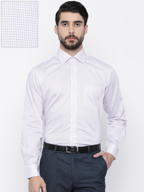 

Arrow Men White & Lavender Regular Fit Checked Formal Shirt