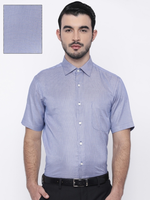 

Arrow Men Blue Regular Fit Self Design Formal Shirt