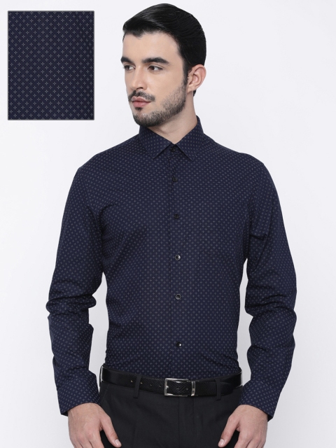 

Arrow Men Navy Blue Slim Fit Printed Formal Shirt