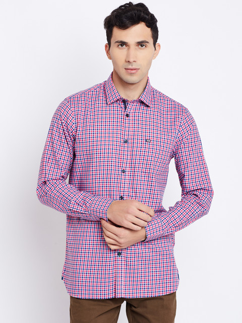 

Arrow Sport Men Pink & Navy Slim Fit Checked Casual Shirt