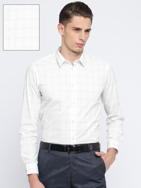 

Arrow New York Men White & Black Slim Fit Checked Casual Shirt