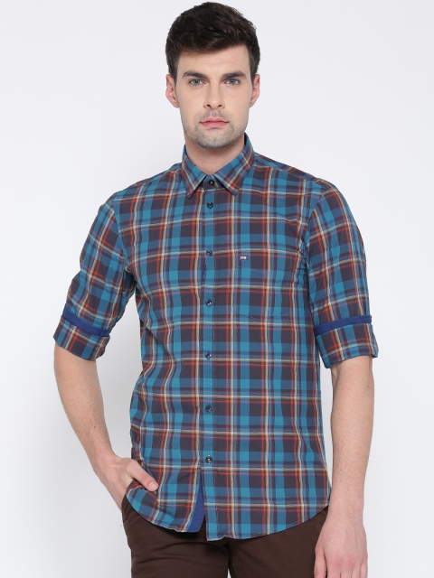

Arrow Sport Men Blue & Brown Slim Fit Checked Casual Shirt