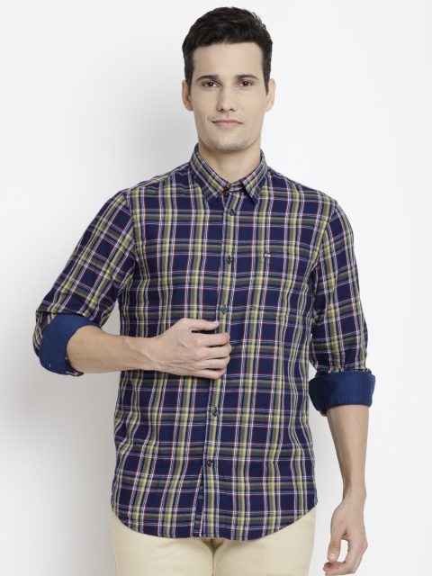 

Arrow Sport Men Navy Regular Fit Checked Casual Shirt, Navy blue