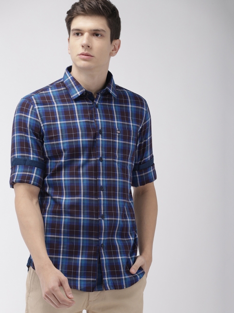 

Arrow Sport Men Blue & Brown Slim Fit Checked Casual Shirt