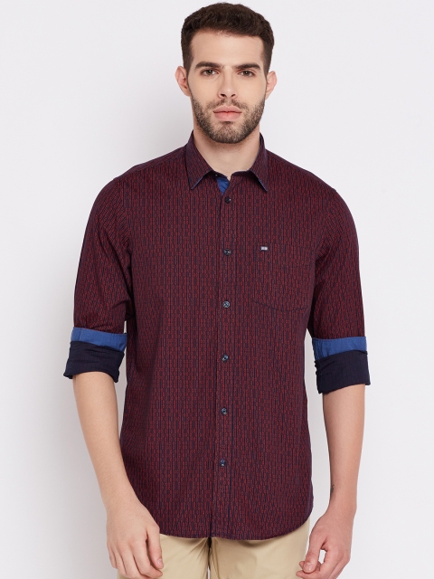 

Arrow Sport Men Maroon & Navy Slim Fit Printed Casual Shirt