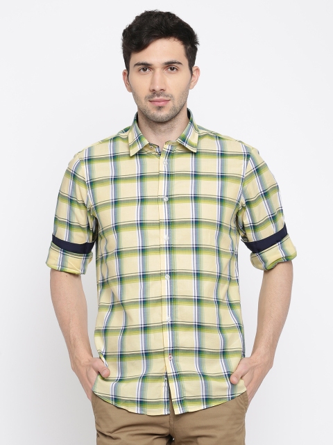 

Arrow Sport Men Yellow & Green Slim Fit Checked Casual Shirt