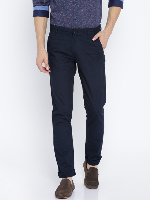 

Arrow Sport Men Navy Chrysler Fit Printed Trousers, Navy blue