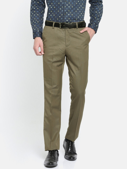

Arrow Men Beige Tapered Fit Self Design Formal Trousers