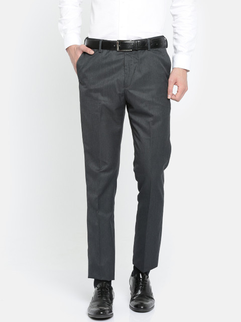 

Arrow Men Charcoal Grey Tapered Fit Solid Formal Trousers