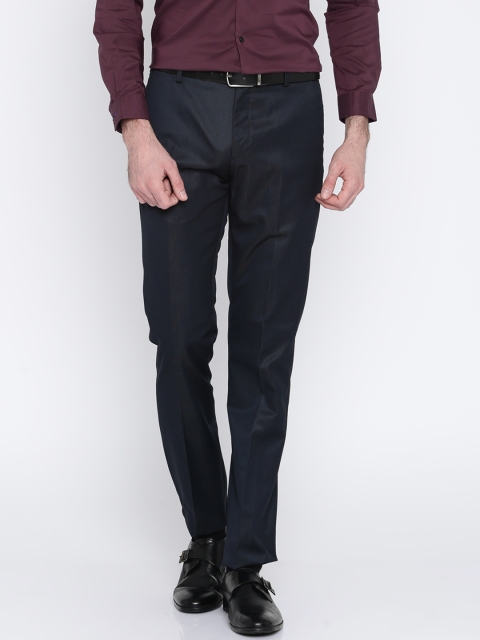

Arrow New York Men Navy Blue Tapered Fit Solid Formal Trousers