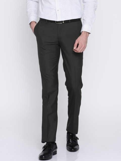 

Arrow Men Charcoal Slim Fit Solid Formal Trousers