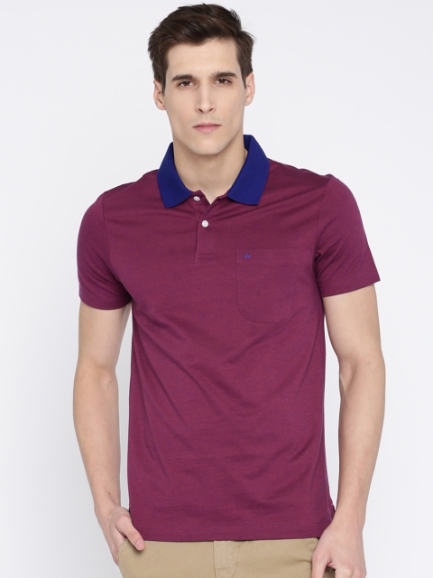 

Arrow Men Magenta Solid Polo Collar T-shirt