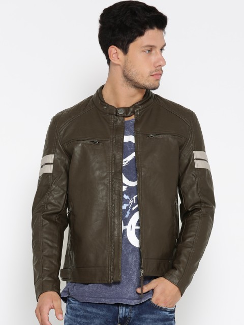 

Ed Hardy Men Brown Solid Biker Jacket