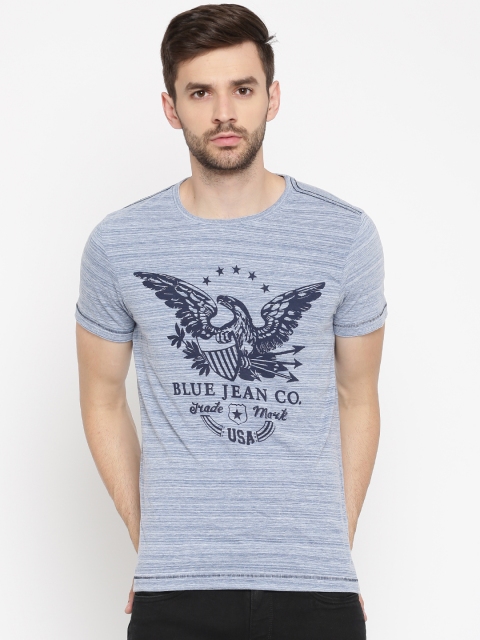 

Arrow Blue Jean Co. Men Blue Printed Round Neck T-Shirt