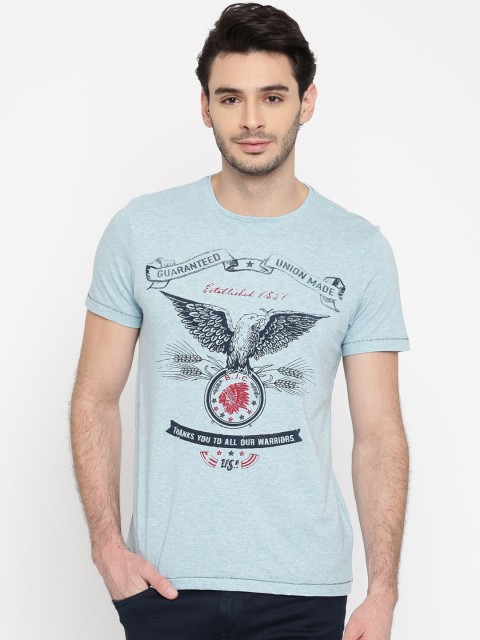 

Arrow Blue Jean Co. Men Blue Printed Round Neck T-Shirt