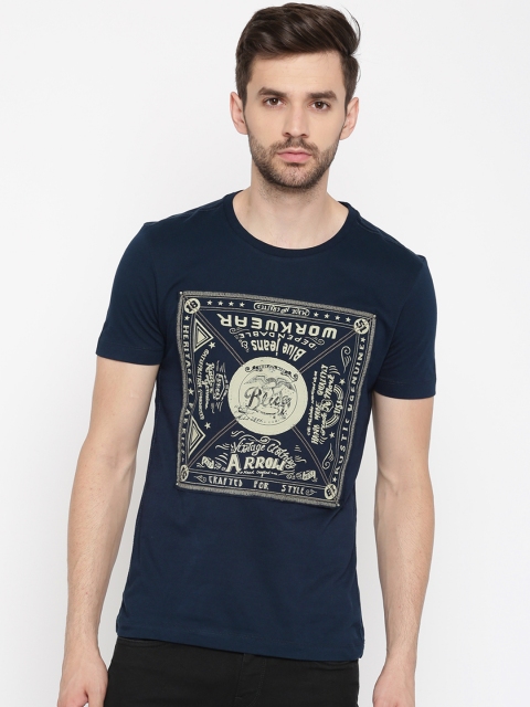 

Arrow Blue Jean Co. Men Navy Blue Printed Round Neck T-Shirt