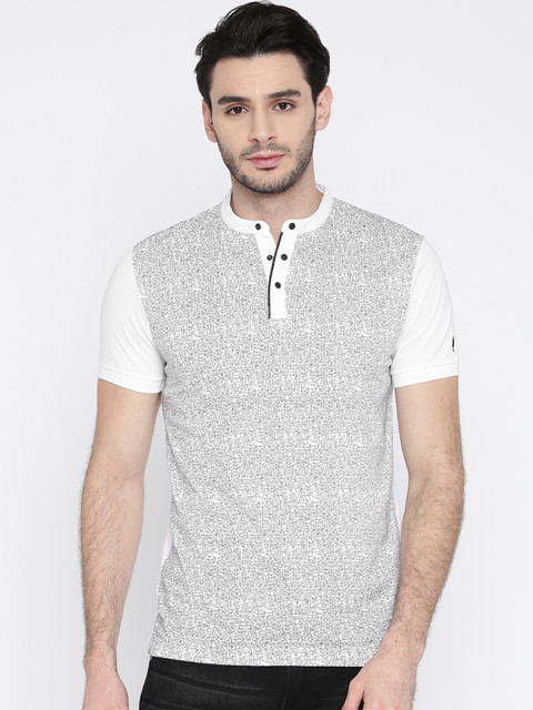

Arrow New York Men White Printed Mandarin Collar T-shirt