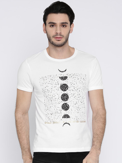 

Arrow New York Men White Printed Round Neck T-shirt