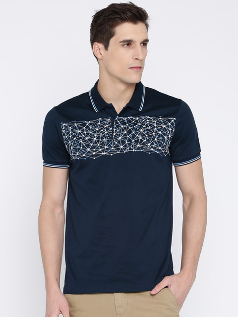 

Arrow New York Men Navy Blue Solid Polo Collar T-shirt