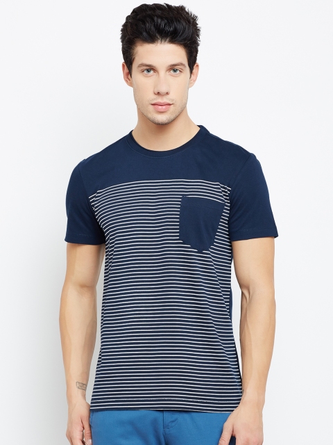 

Arrow Sport Men Navy Striped Round Neck T-shirt, Navy blue