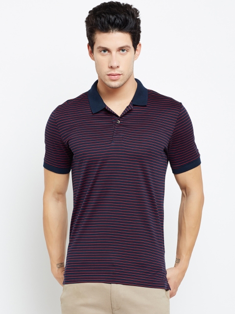 

Arrow Sport Men Navy & Red Striped Polo Collar T-shirt, Navy blue