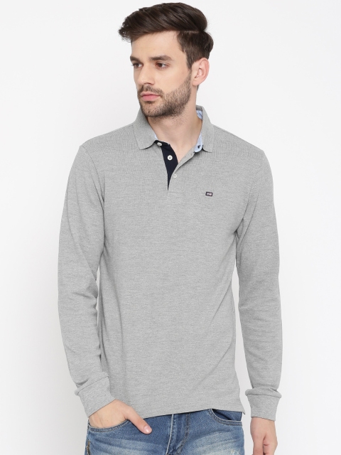 

Arrow Sport Men Grey Melange Solid Polo Collar T-shirt