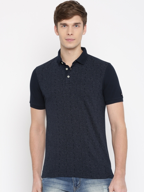 

Arrow Sport Men Navy Printed Polo Collar T-shirt, Navy blue