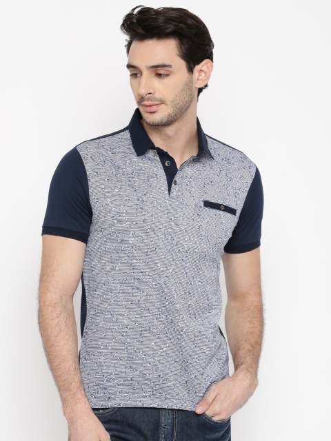 

Arrow Sport Men Navy & White Printed Polo Collar T-shirt, Navy blue