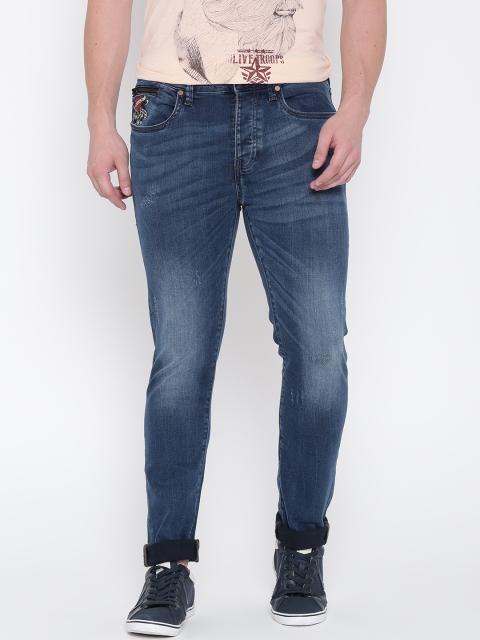 

Ed Hardy Men Blue Super-Slim Fit Mid-Rise Low Distress Stretchable Jeans
