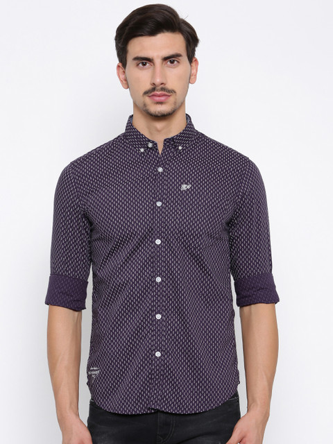 

Ed Hardy Men Navy Blue Regular Fit Printed Casual Shirt