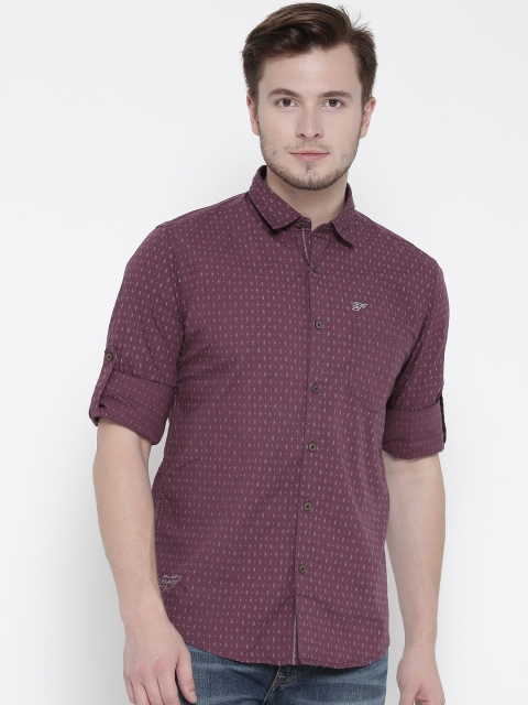 

Ed Hardy Men Burgundy Printed Casual Shirt