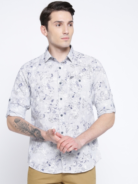 

Ed Hardy Men White & Blue Printed Casual Shirt